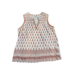 Lucky Brand Womens shirt sz med white red floral print sleeveless v neck